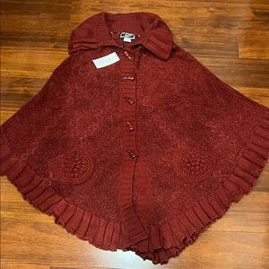 Chic Burgundy Knit Poncho by [Brand]